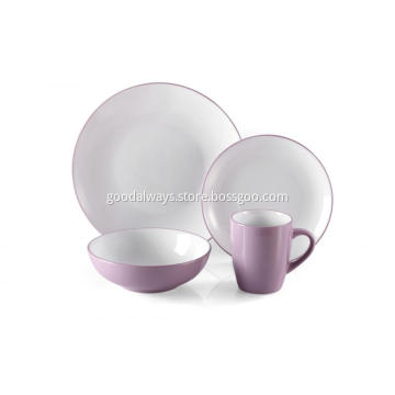 2-tone color ceramic dinner plate cereal bowls